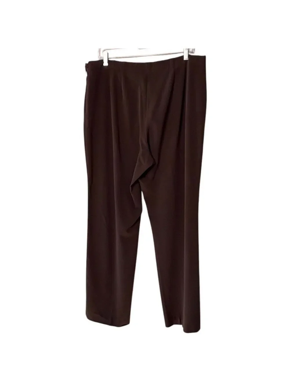 COLDWATER CREEK Stretch Poly Rayon Wide Leg Flat Front Trousers Dark Brown Sz 16 - Picture 4 of 11